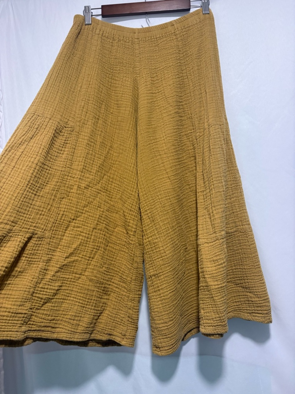 Cotton Flower Spirit Handmade Mustard Gauze Wide Leg Pants OS - Picture 5 of 9